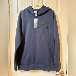 Adidas Men's Dark Blue Hoodie with Pocket